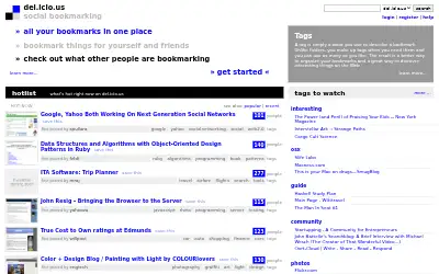 delicious.com in 2007
