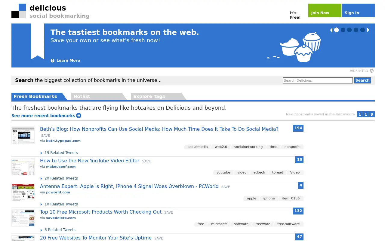delicious.com in 2010