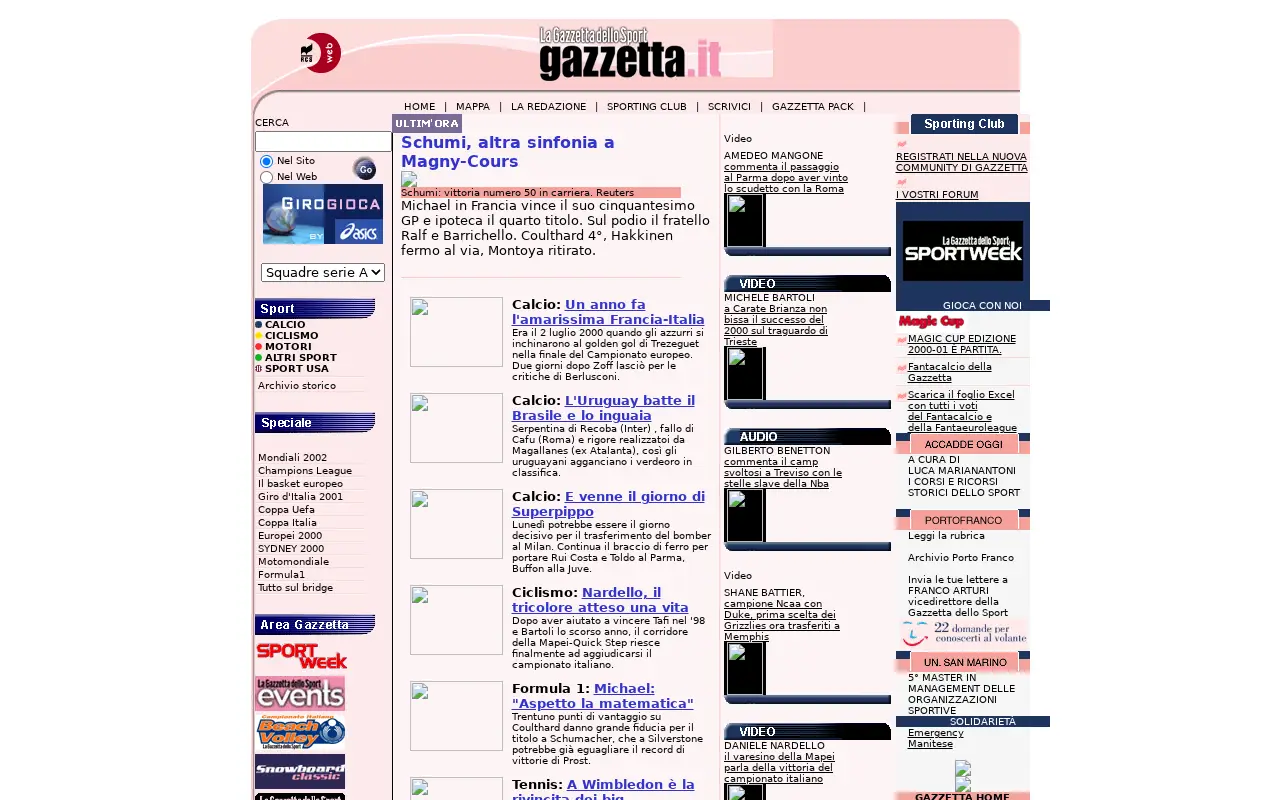 gazzetta.it on July 1, 2001
