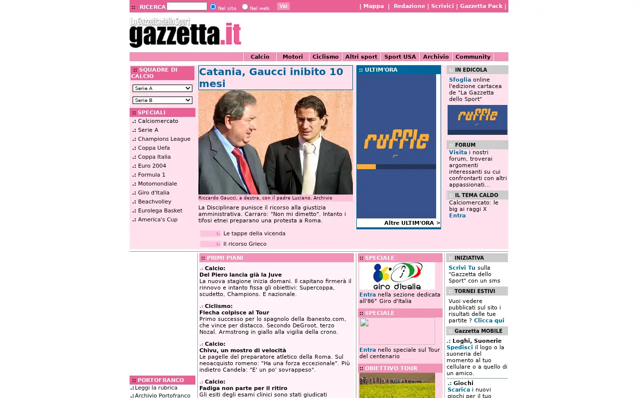 gazzetta.it on July 17, 2003