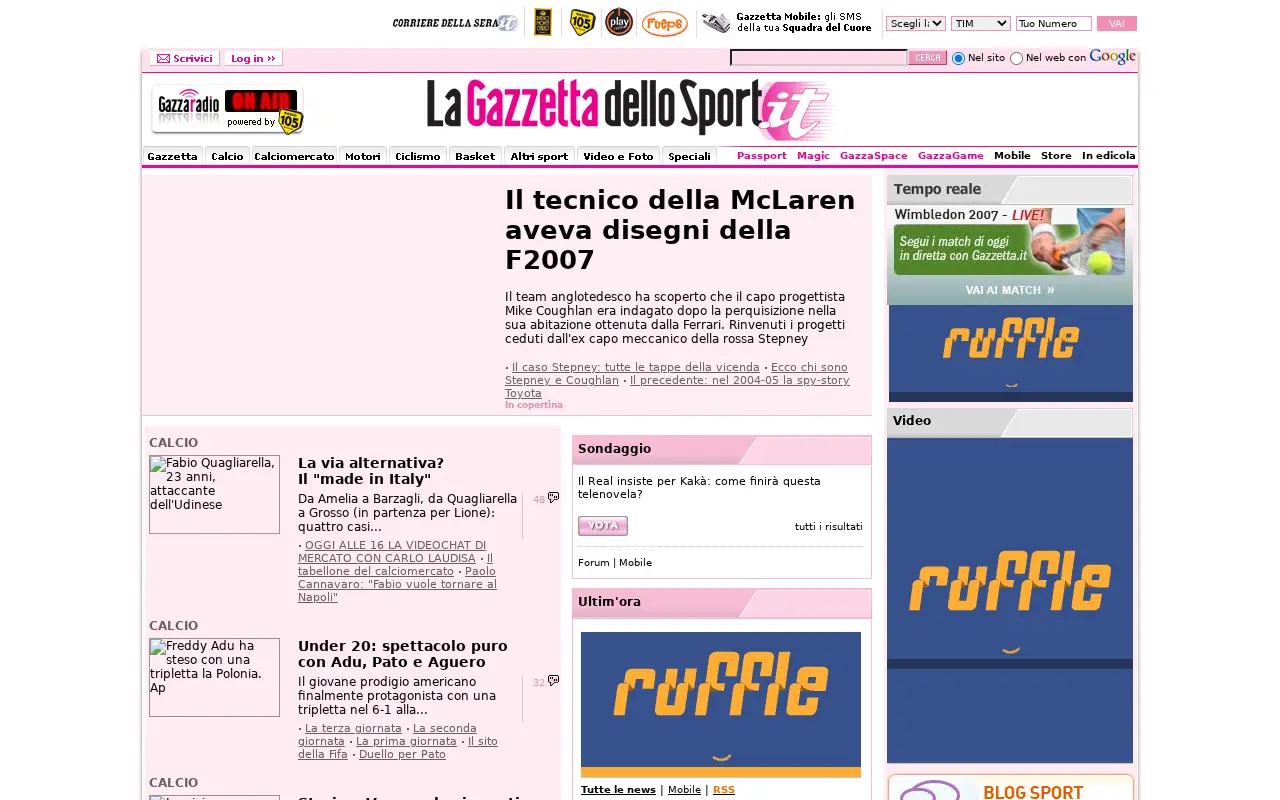 gazzetta.it on July 4, 2007