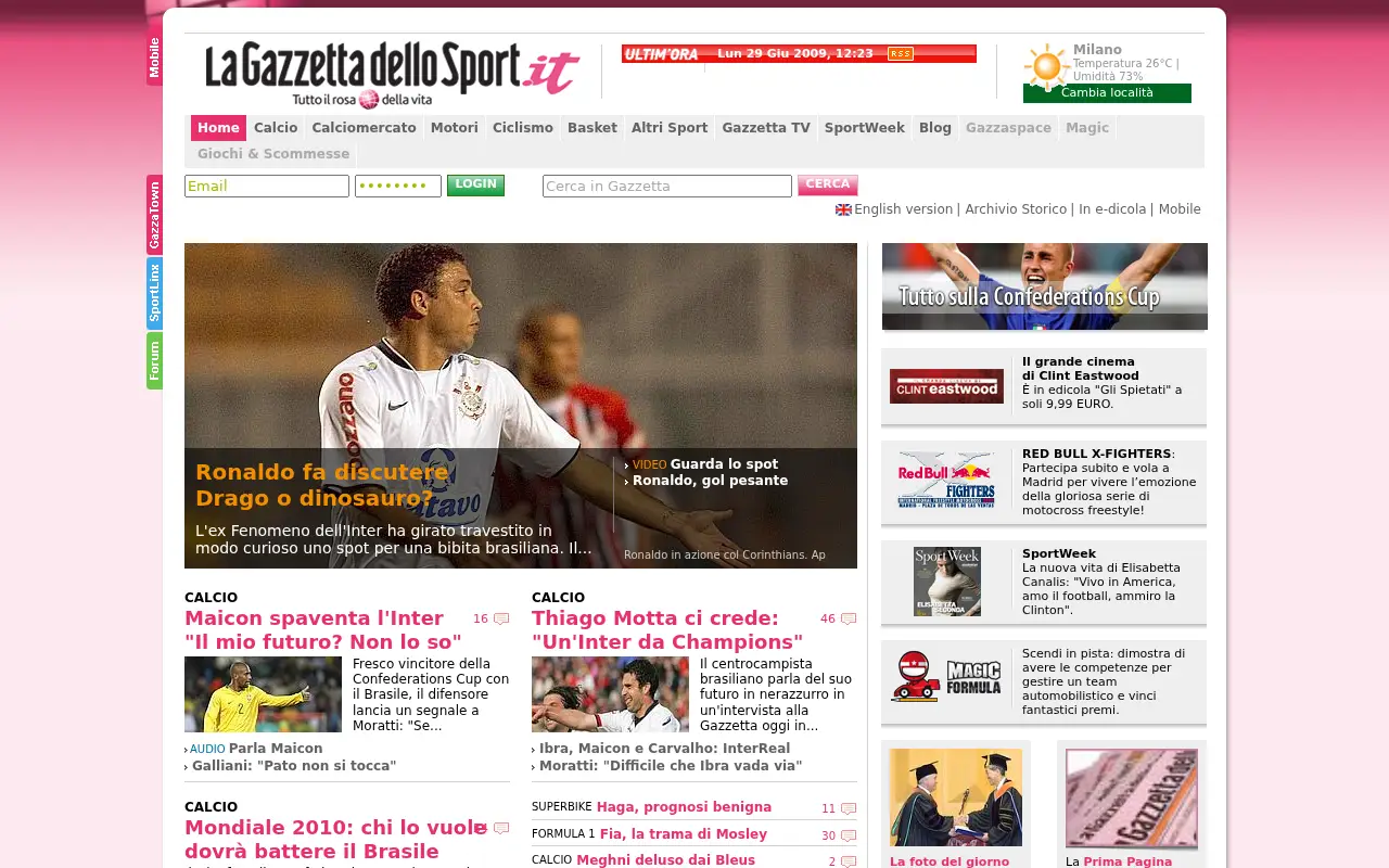 gazzetta.it in 2009