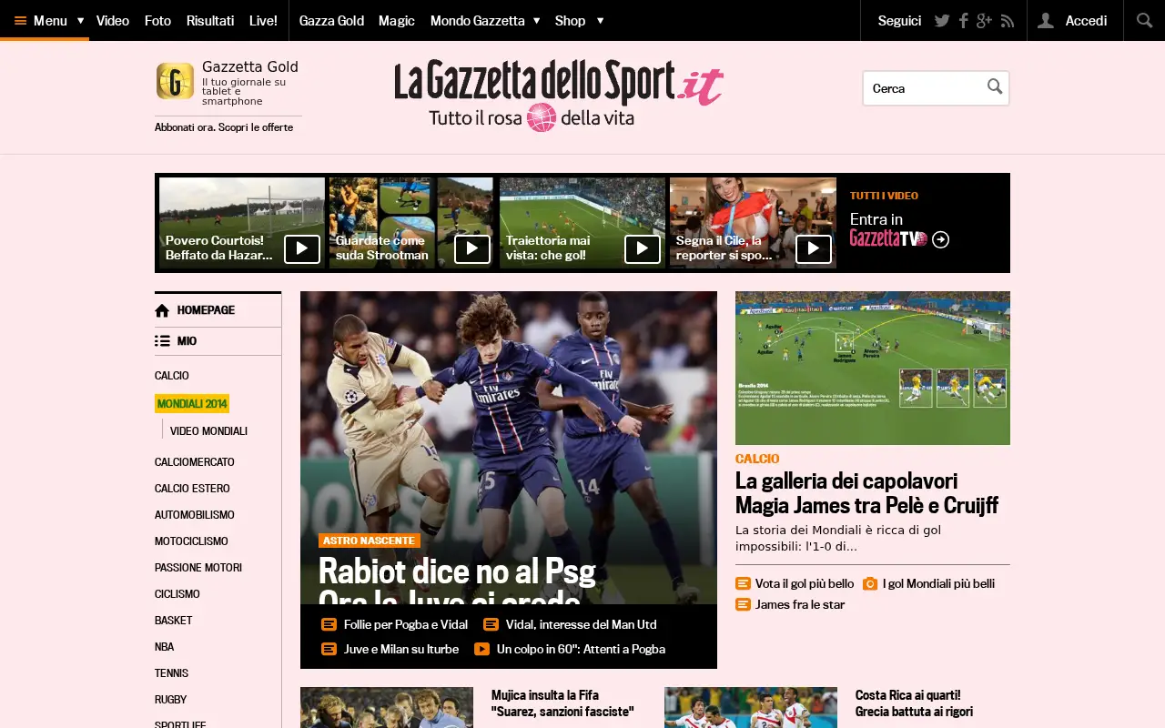 gazzetta.it on June 30, 2014