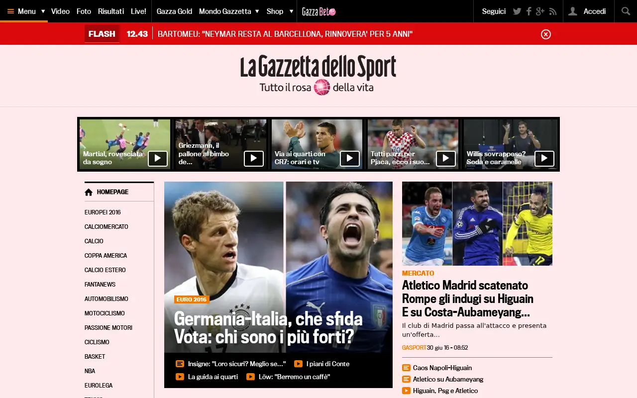gazzetta.it on June 30, 2016