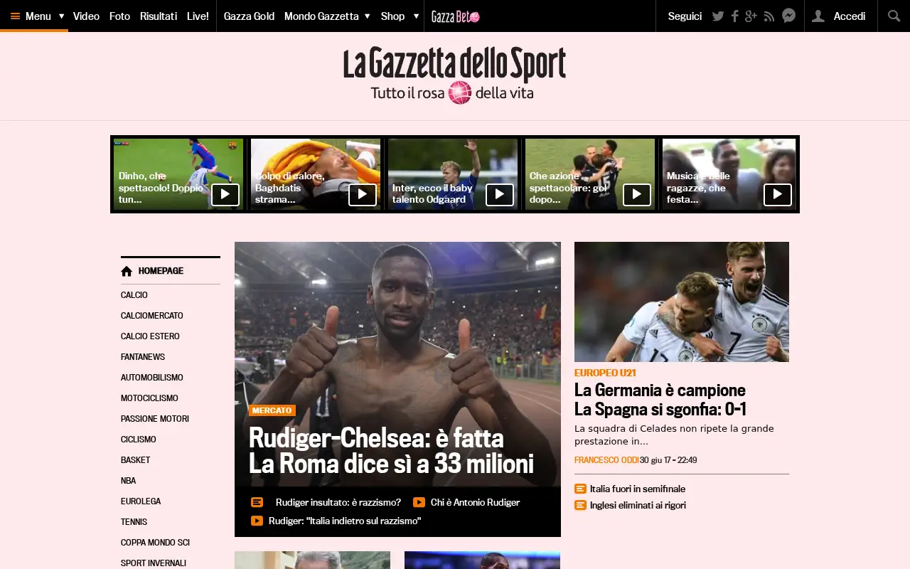 gazzetta.it on July 1, 2017