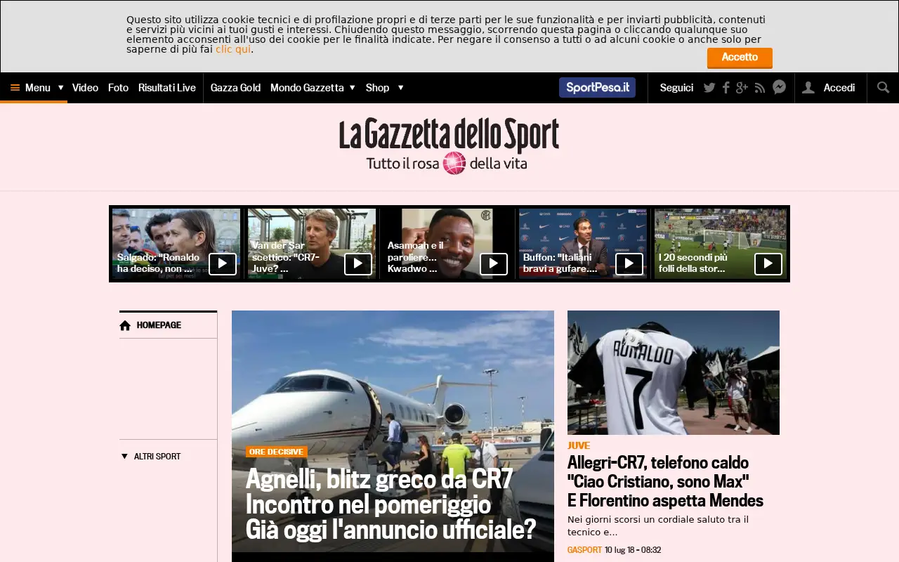 gazzetta.it on July 10, 2018