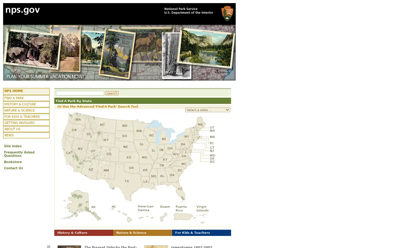 nps.gov in 2007