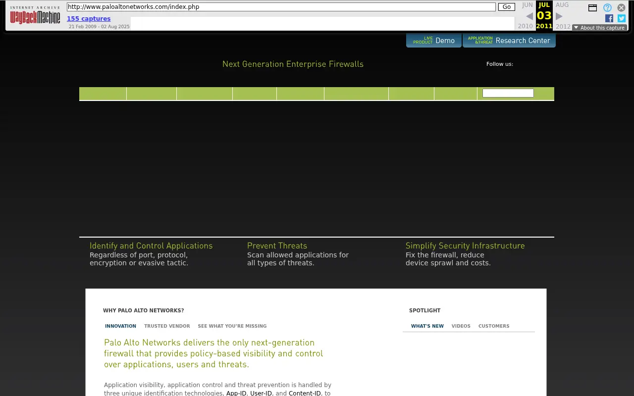 paloaltonetworks.com in 2011