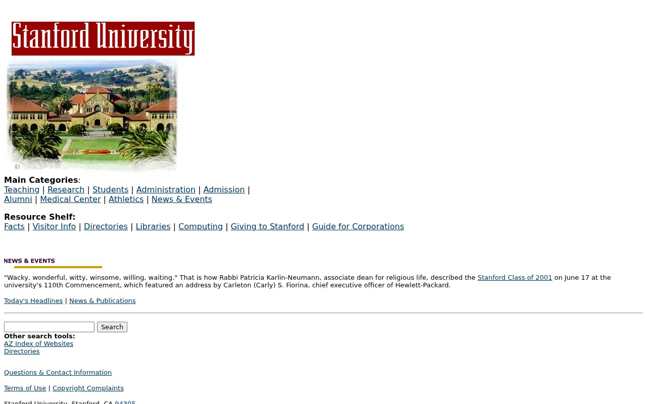 stanford.edu in 2001