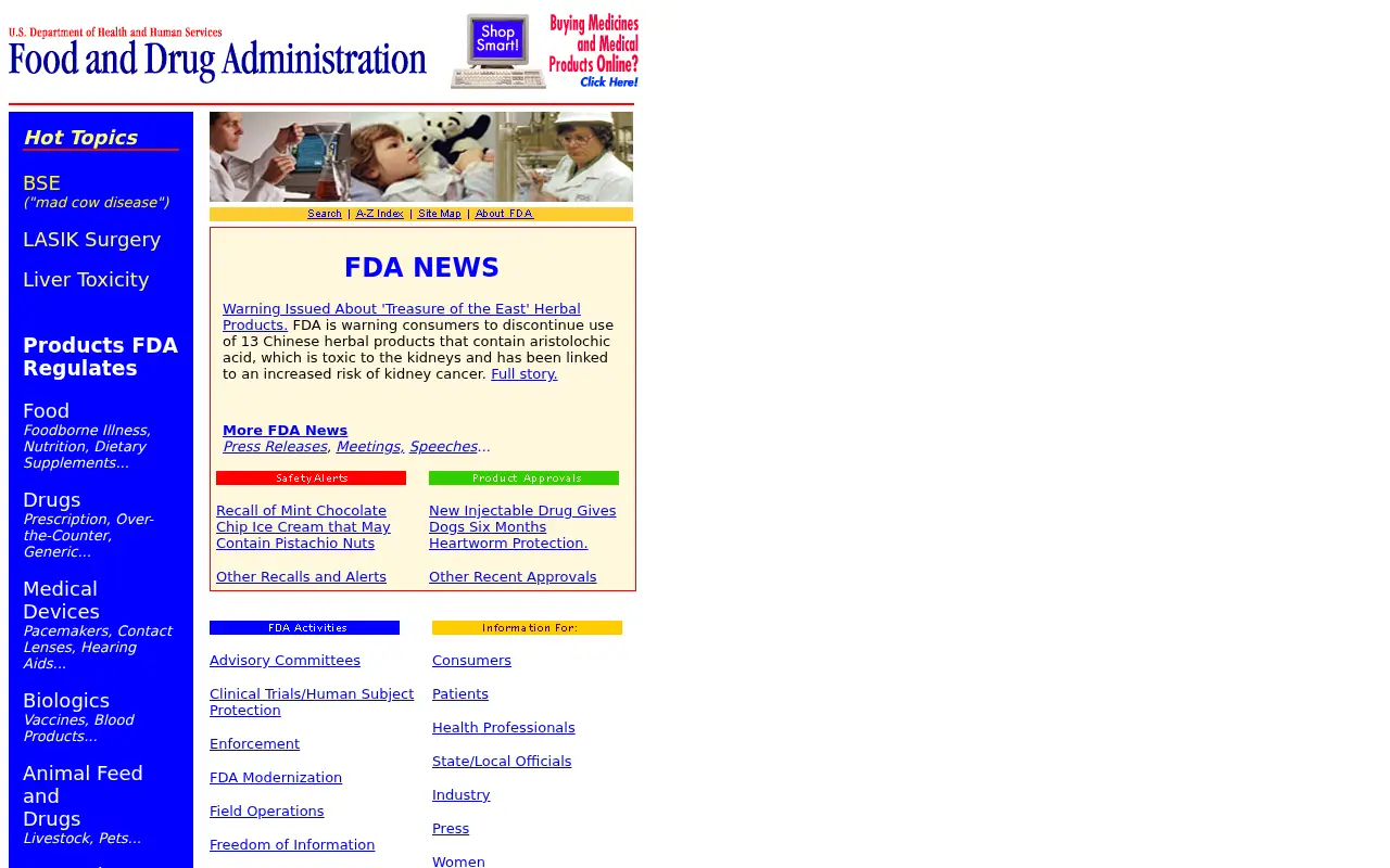 fda.gov in 2001