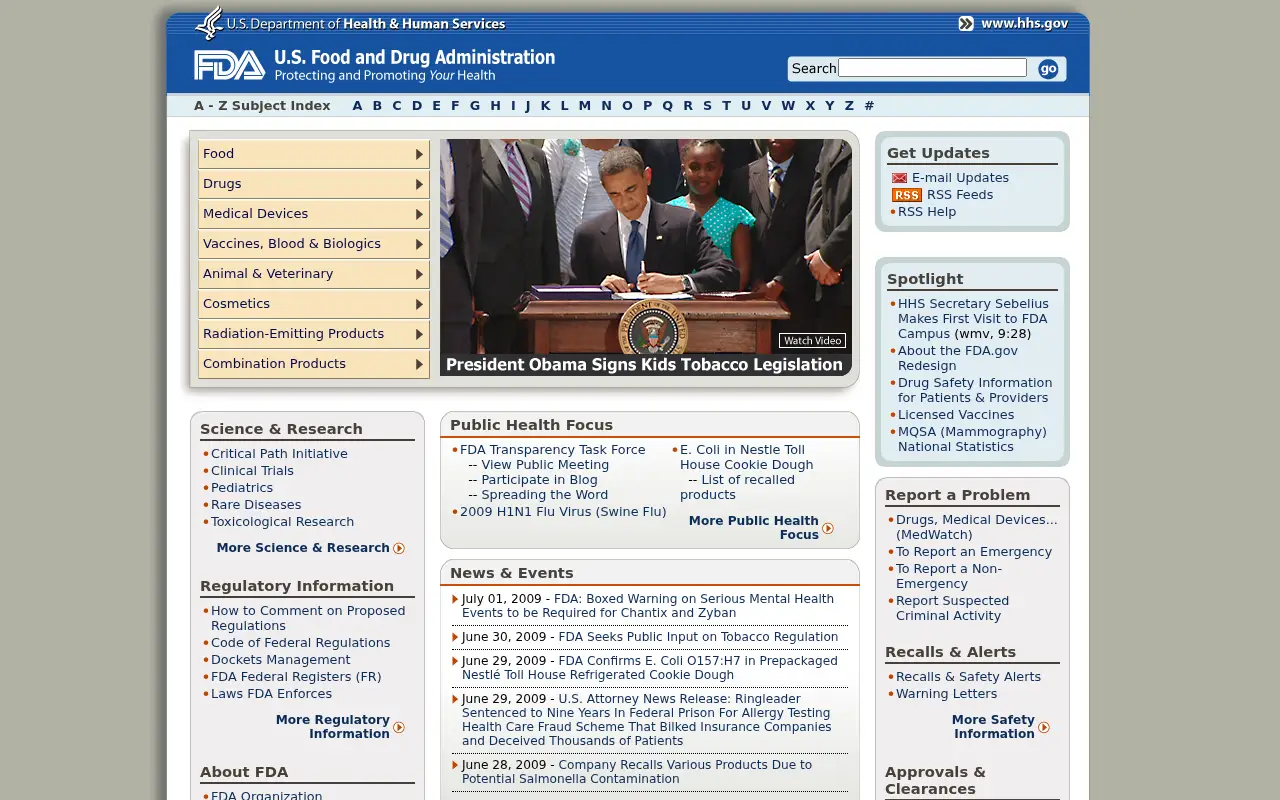 fda.gov in 2009