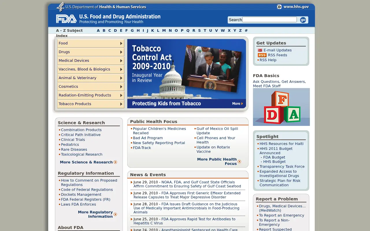 fda.gov in 2010