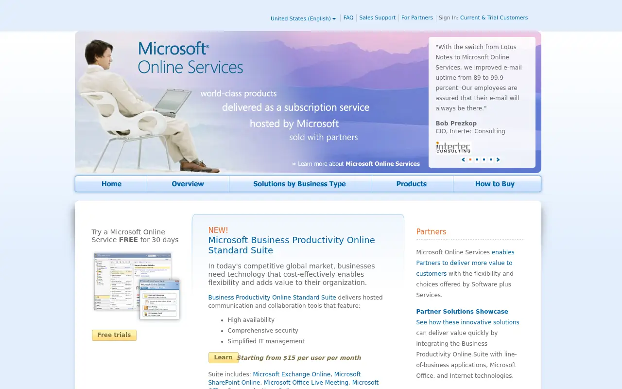 microsoftonline.com in 2009