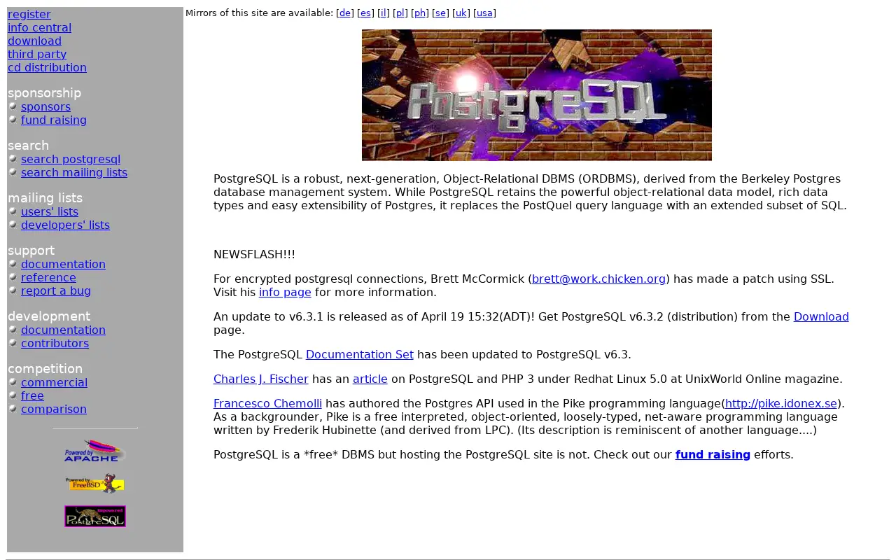 postgresql.org in 1998