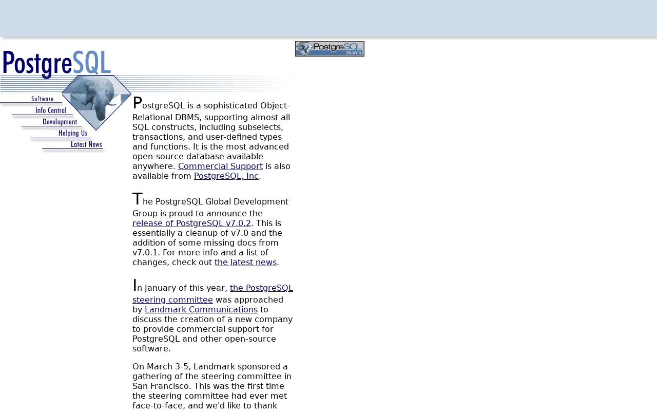 postgresql.org in 2000
