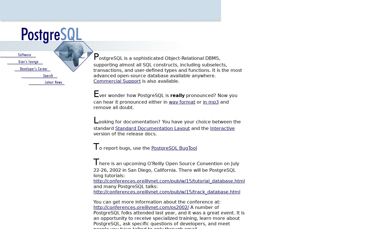 postgresql.org in 2002