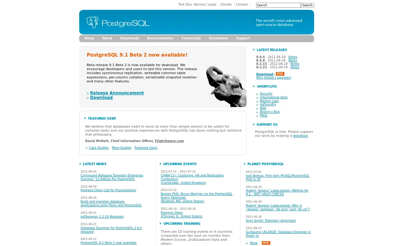 postgresql.org in 2011