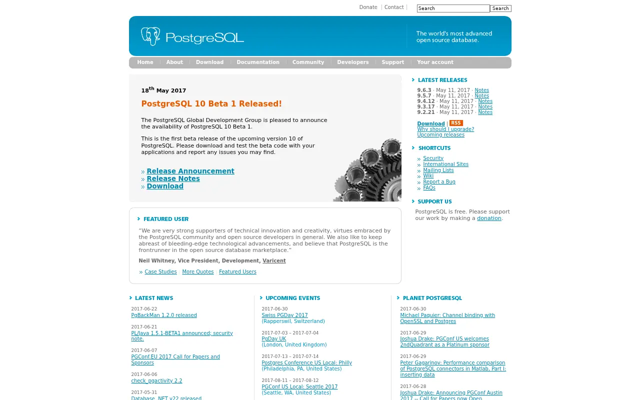 postgresql.org in 2017
