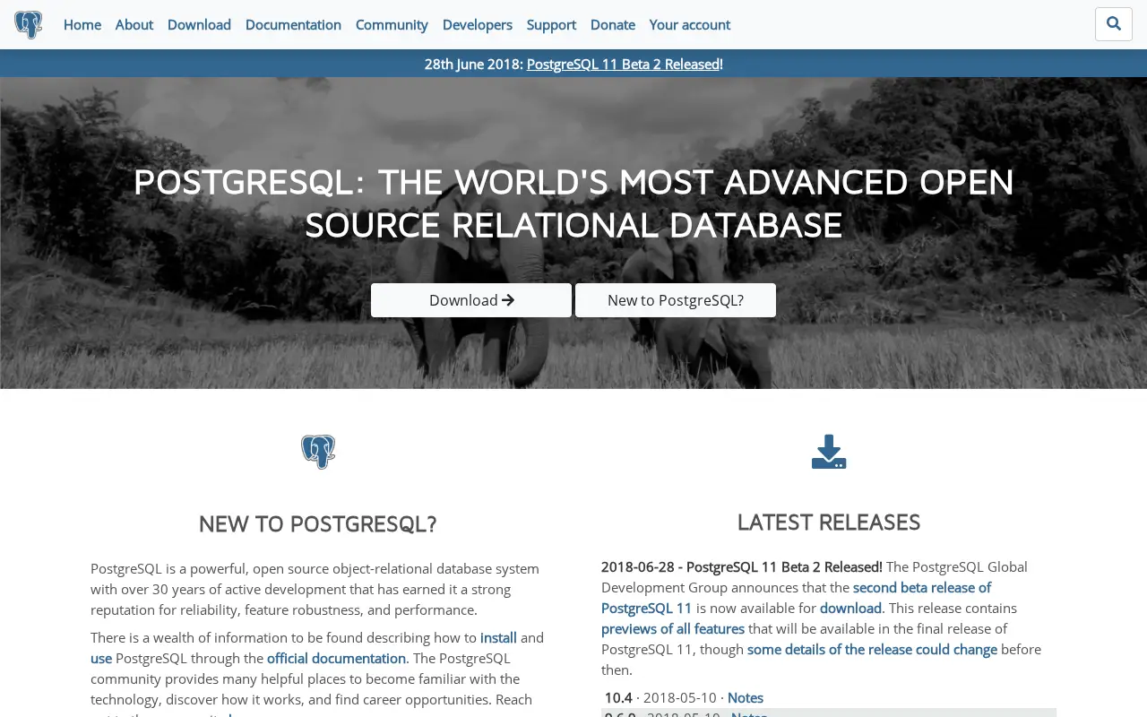 postgresql.org in 2018