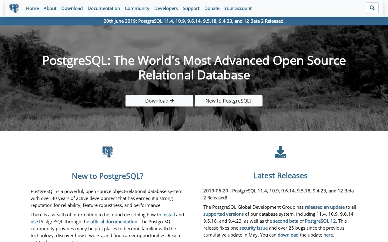 postgresql.org in 2019
