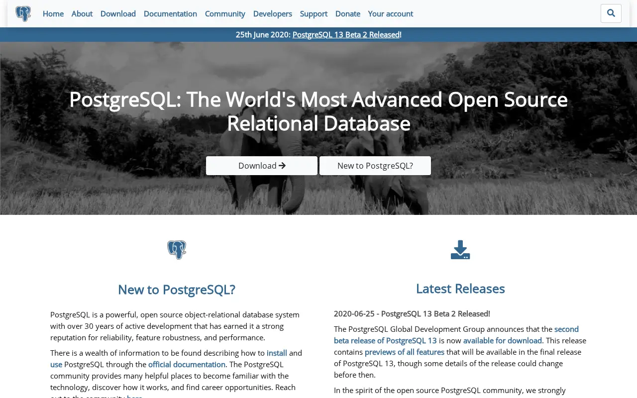 postgresql.org in 2020
