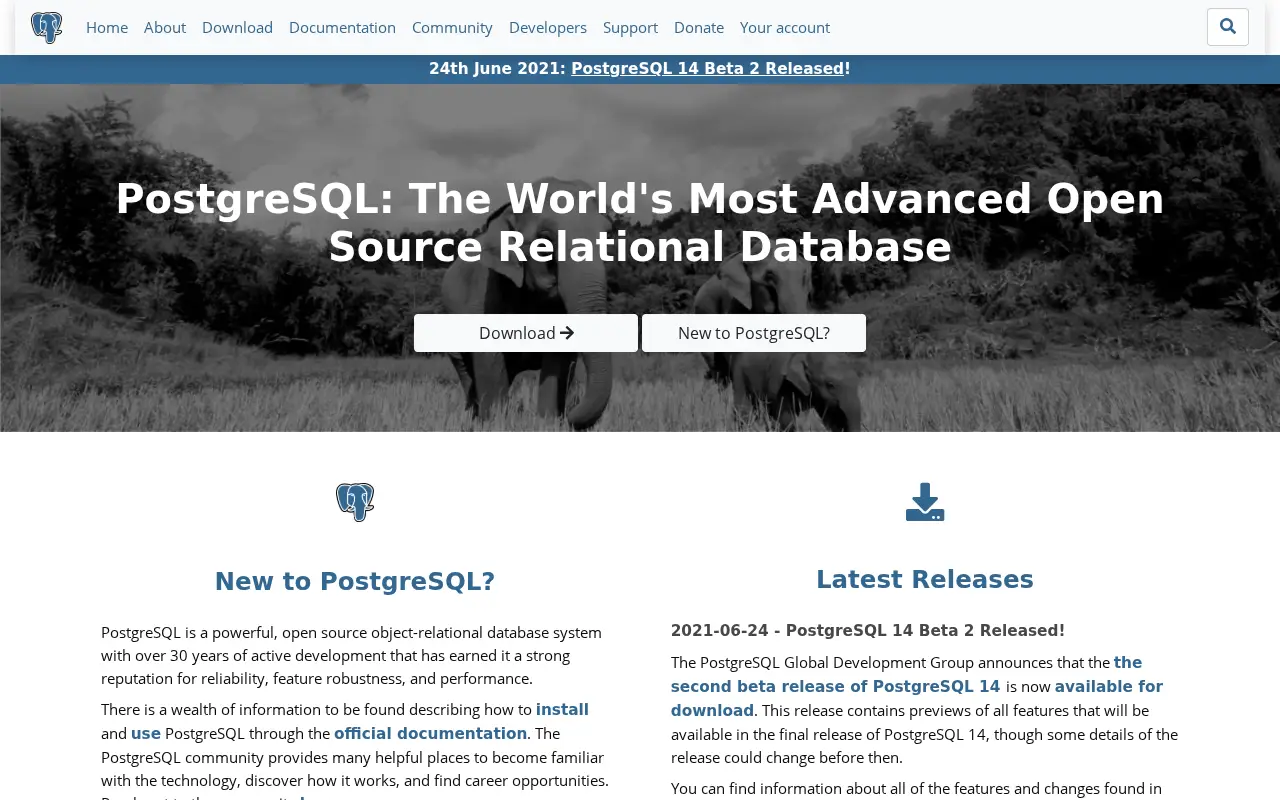 postgresql.org in 2021