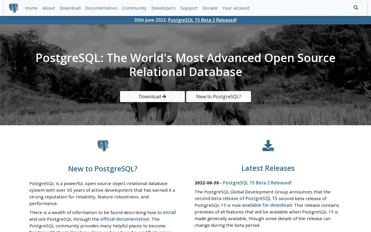 postgresql.org in 2022