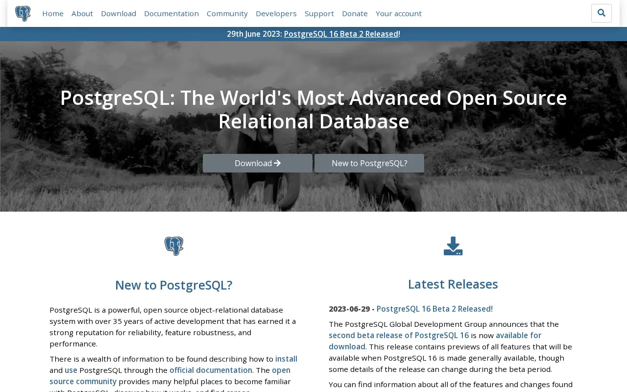 postgresql.org in 2023
