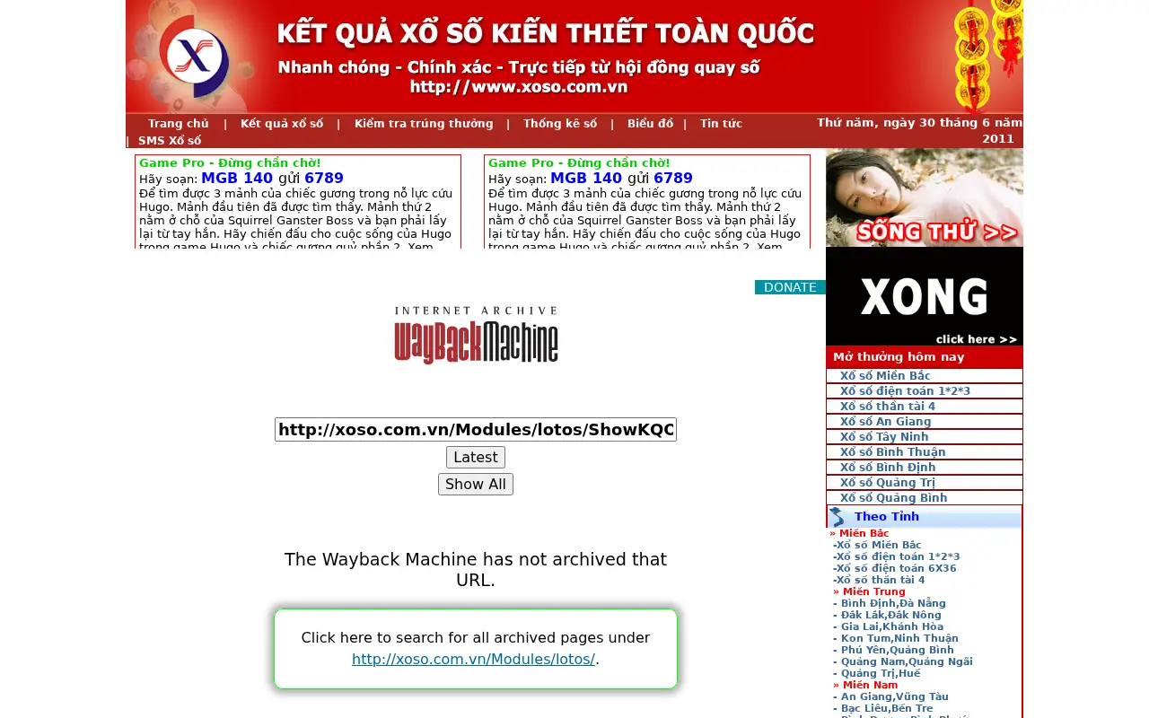 xoso.com.vn in 2011