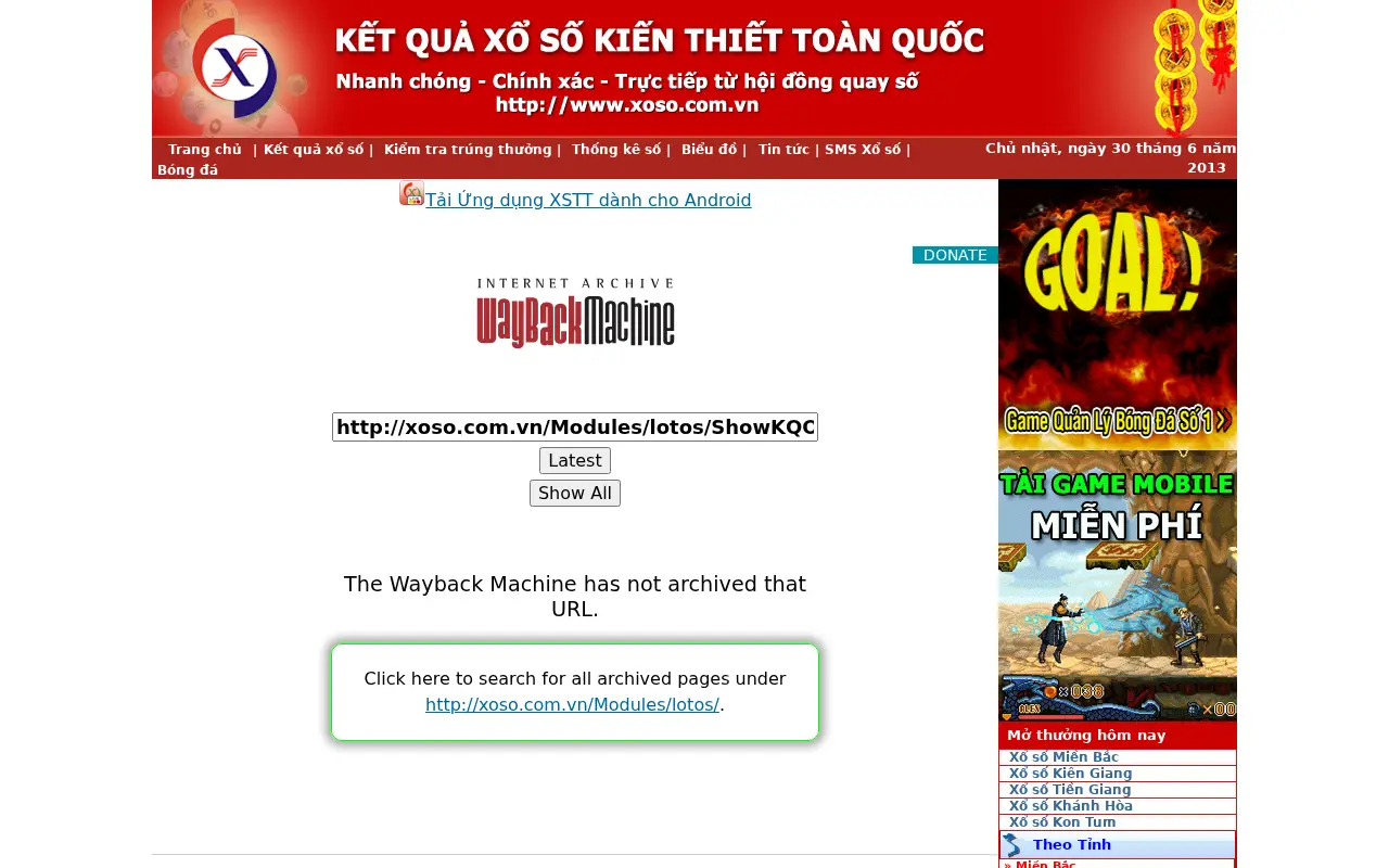 xoso.com.vn in 2013