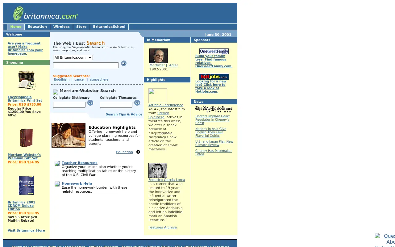 britannica.com in 2001