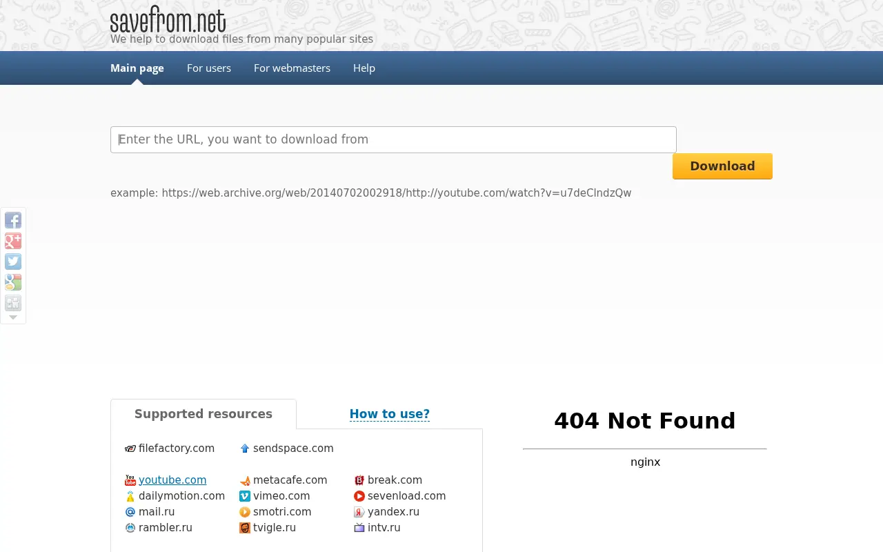 savefrom.net in 2014