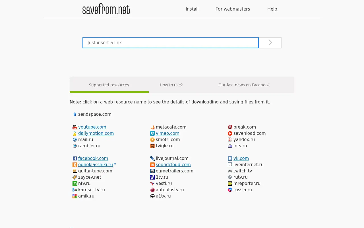 savefrom.net in 2016