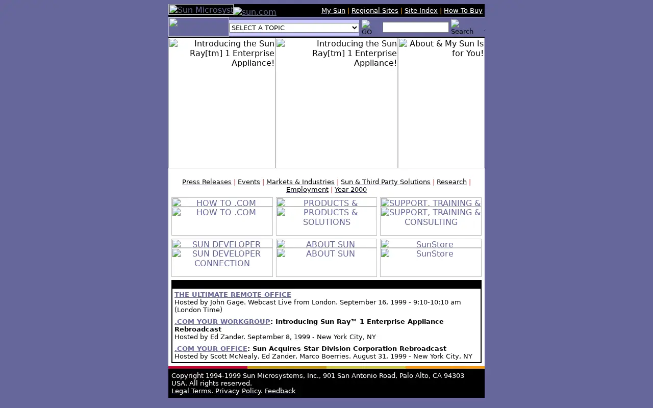 sun.com in 1999