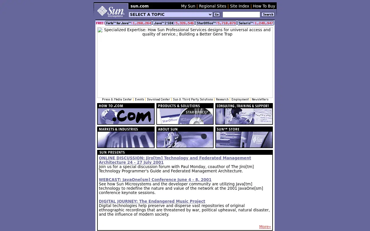 sun.com in 2001