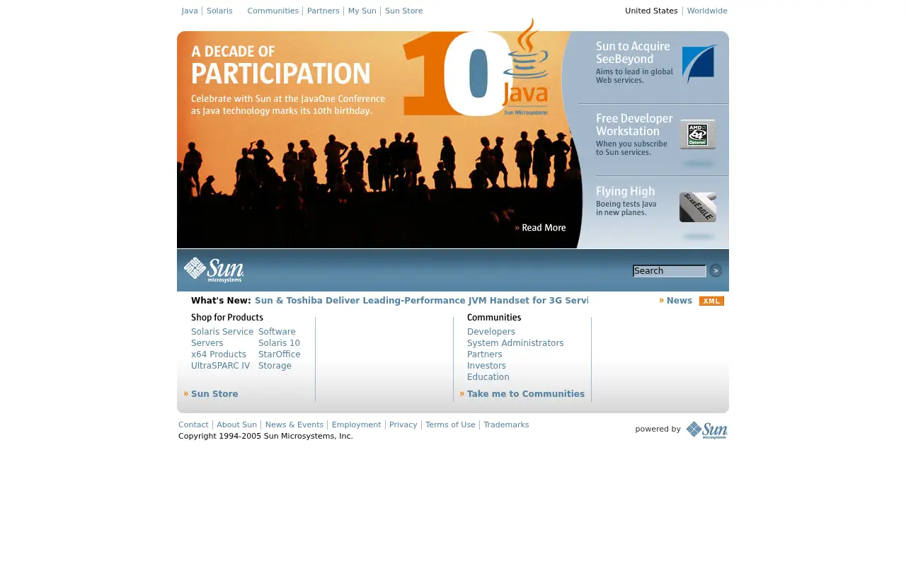 sun.com in 2005