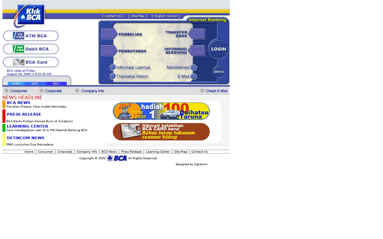 klikbca.com in 2000