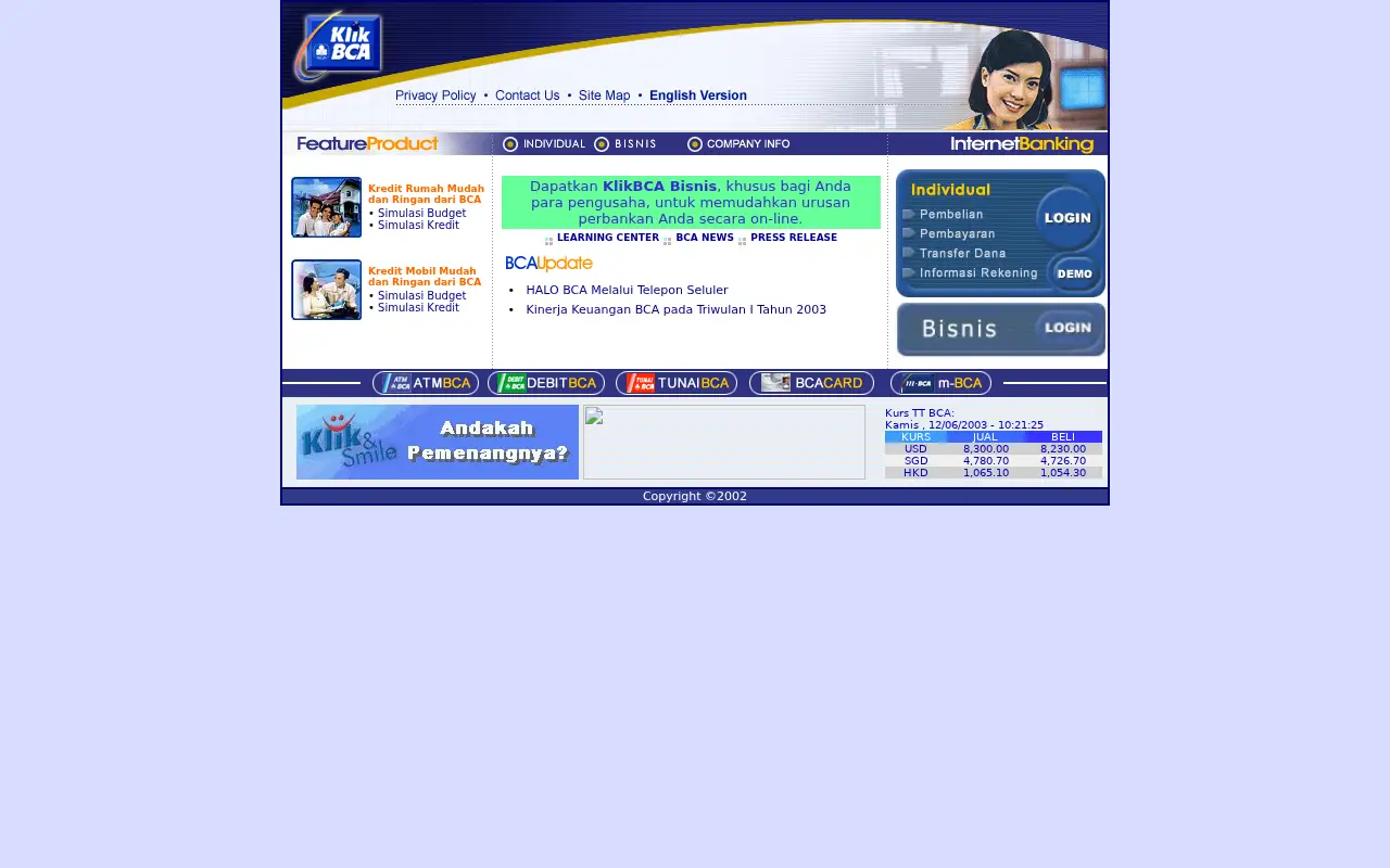 klikbca.com on June 12, 2003