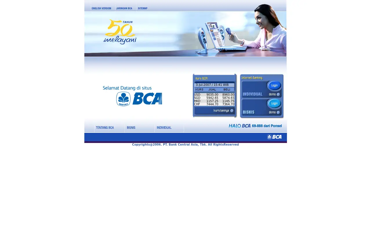 klikbca.com on July 3, 2007