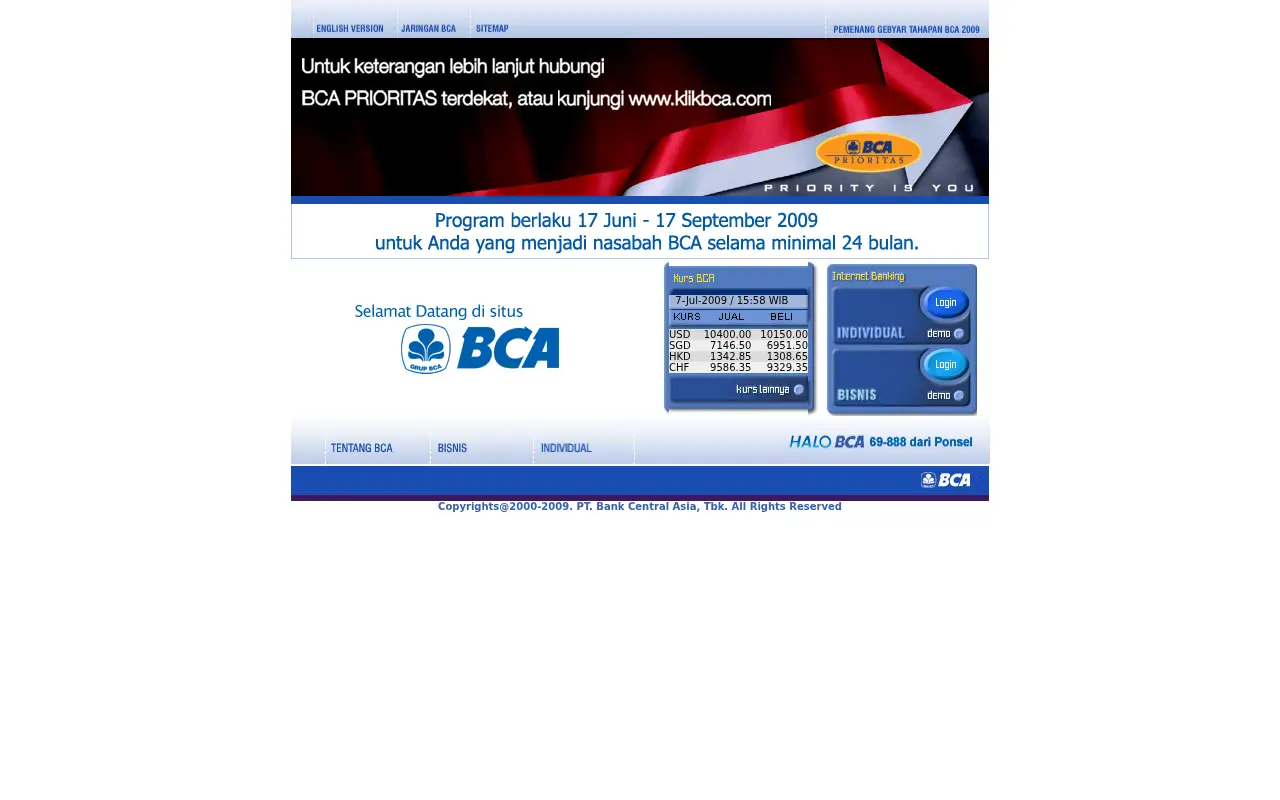 klikbca.com in 2009