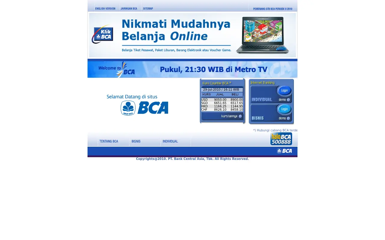 klikbca.com in 2010