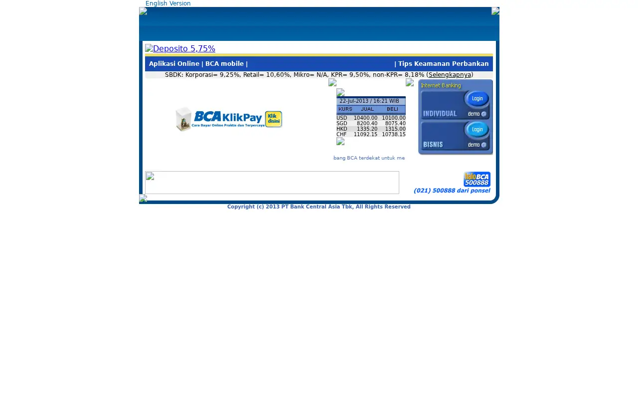 klikbca.com in 2013