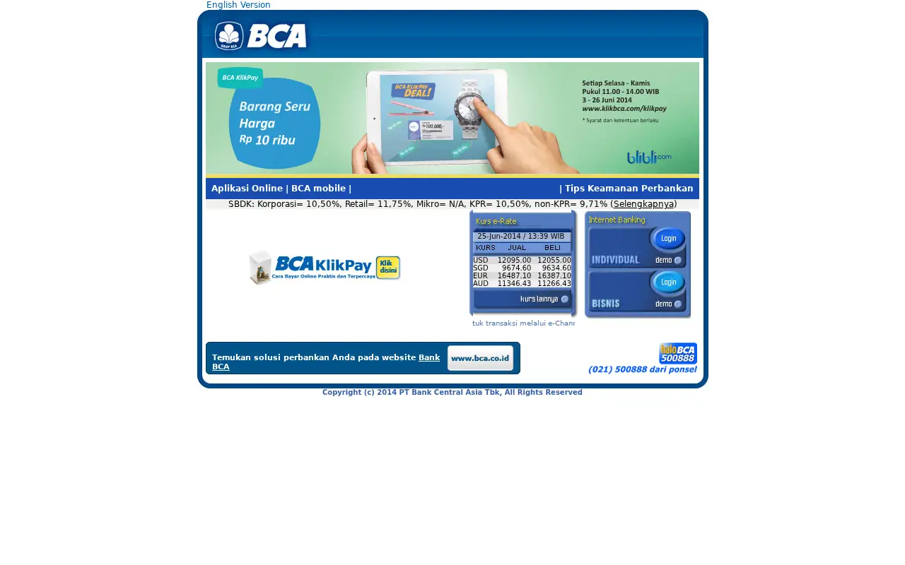 klikbca.com on June 25, 2014