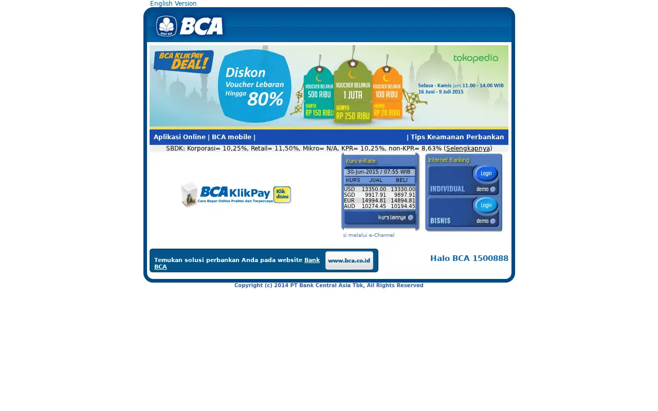 klikbca.com on June 30, 2015