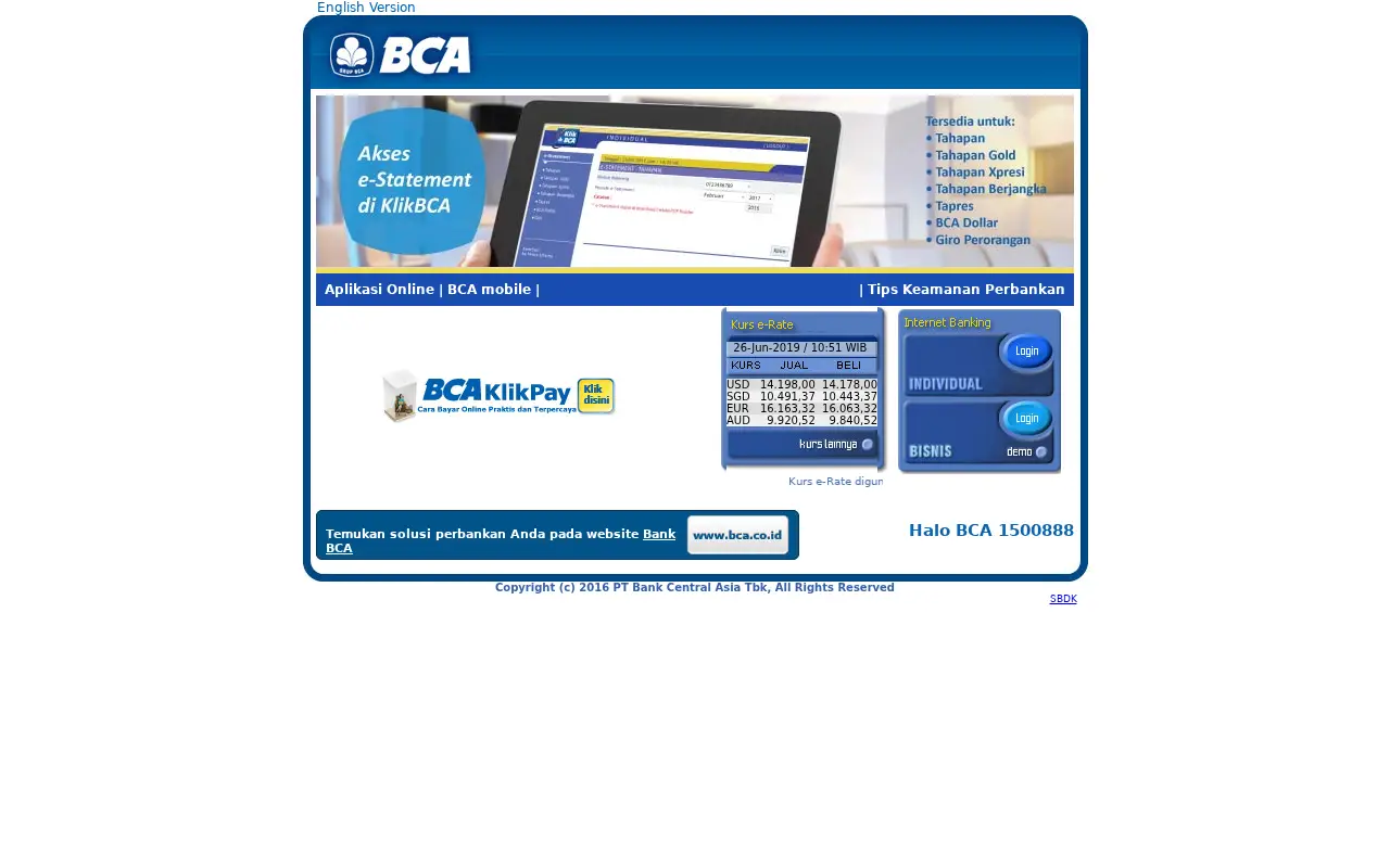 klikbca.com in 2019