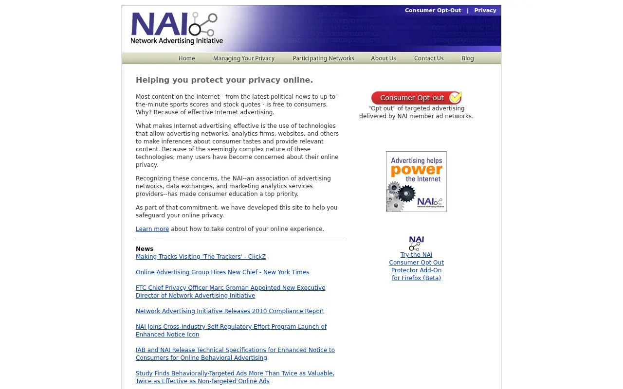 networkadvertising.org in 2012