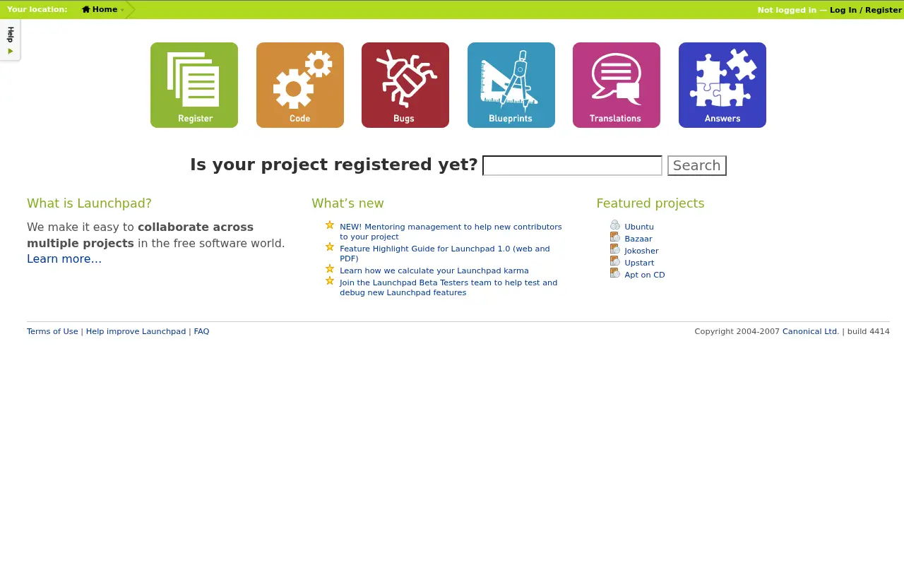launchpad.net on July 3, 2007