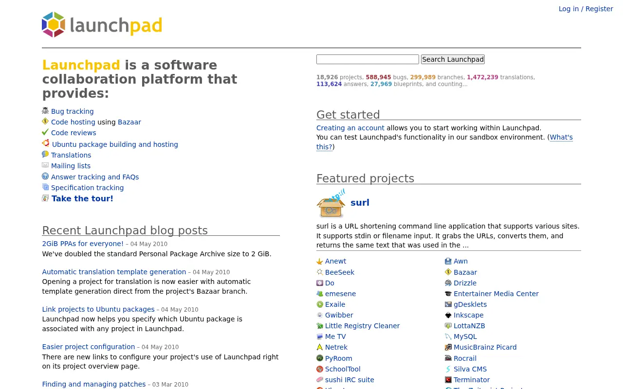 launchpad.net on June 11, 2010