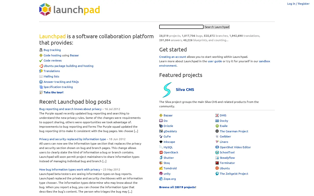 launchpad.net on July 17, 2012