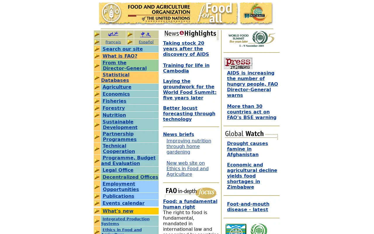 fao.org in 2001